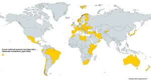 Map - Known national R&E FileSender installations - World April 2025