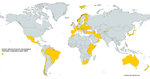 Map - Known national R&E FileSender installations - World April 2025
